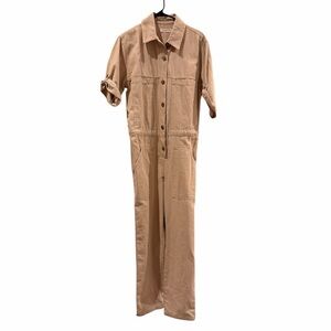 Mod Ref Magnolia Taupe Winnett Jumpsuit Short Sleeve Utility Size Small New